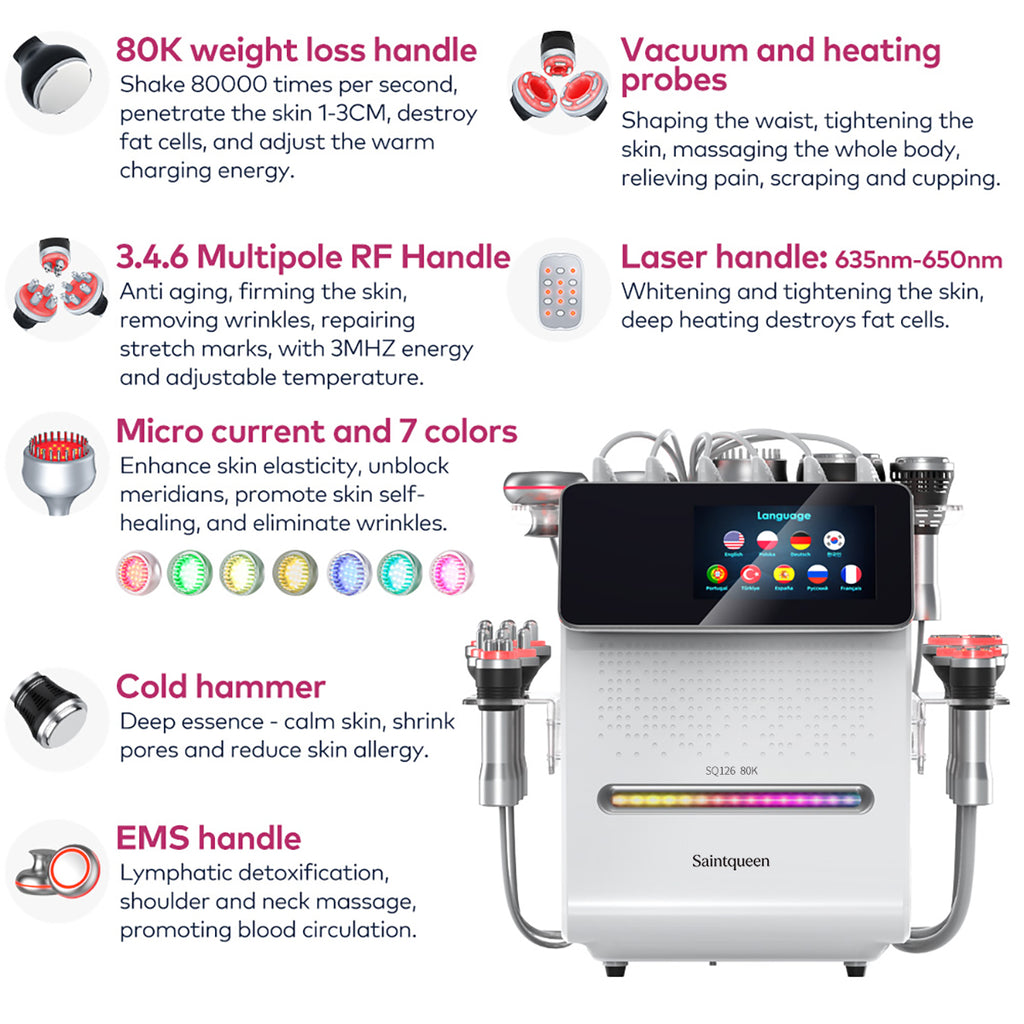 SQ126B Max 11-in-1 cavitatieapparaat met microstroom
