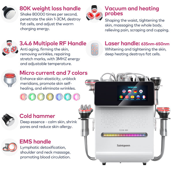 SQ126B Max 11-in-1 cavitatieapparaat met microstroom