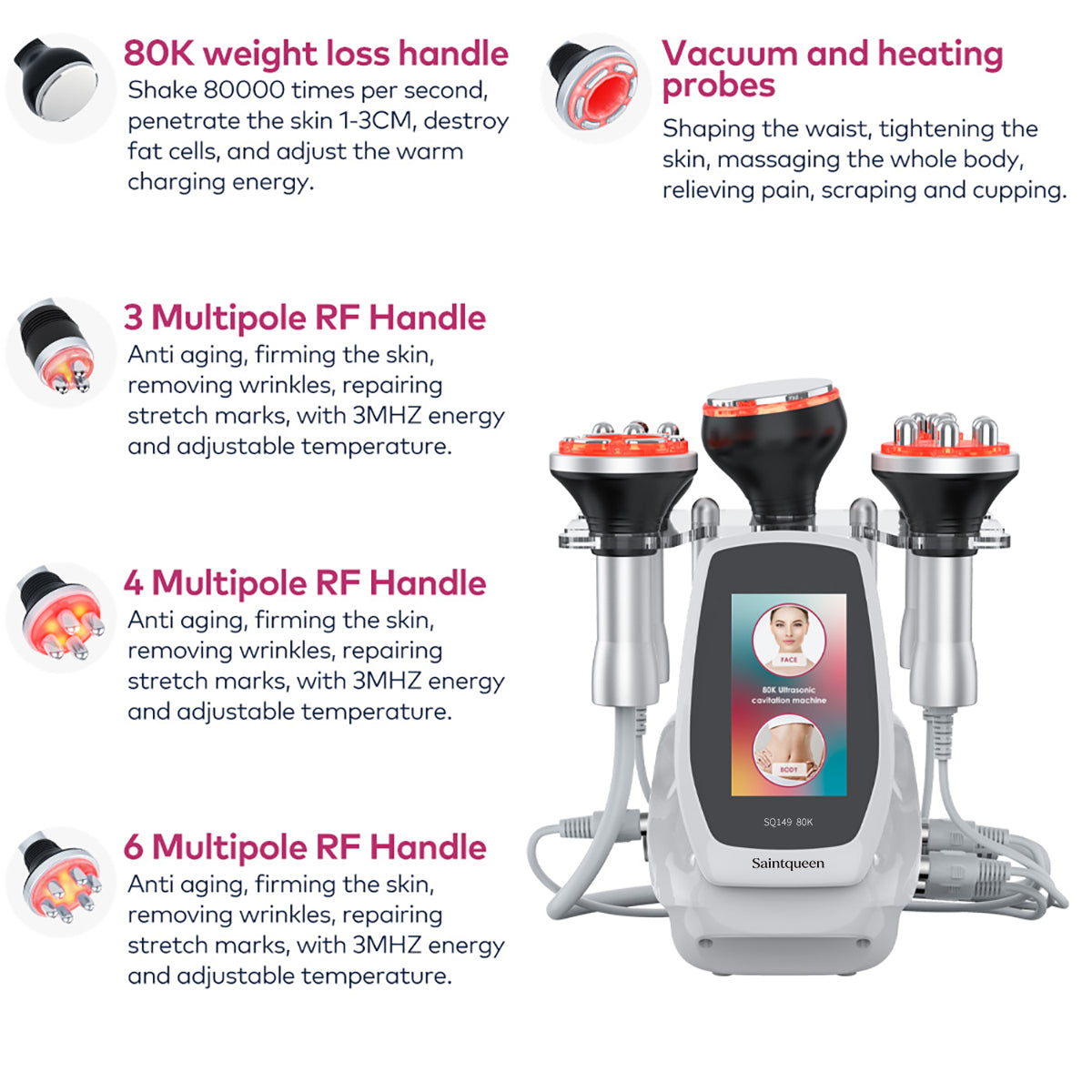 SQ149 Pro 5-in-1 80K cavitatieapparaat Secundaire afbeelding