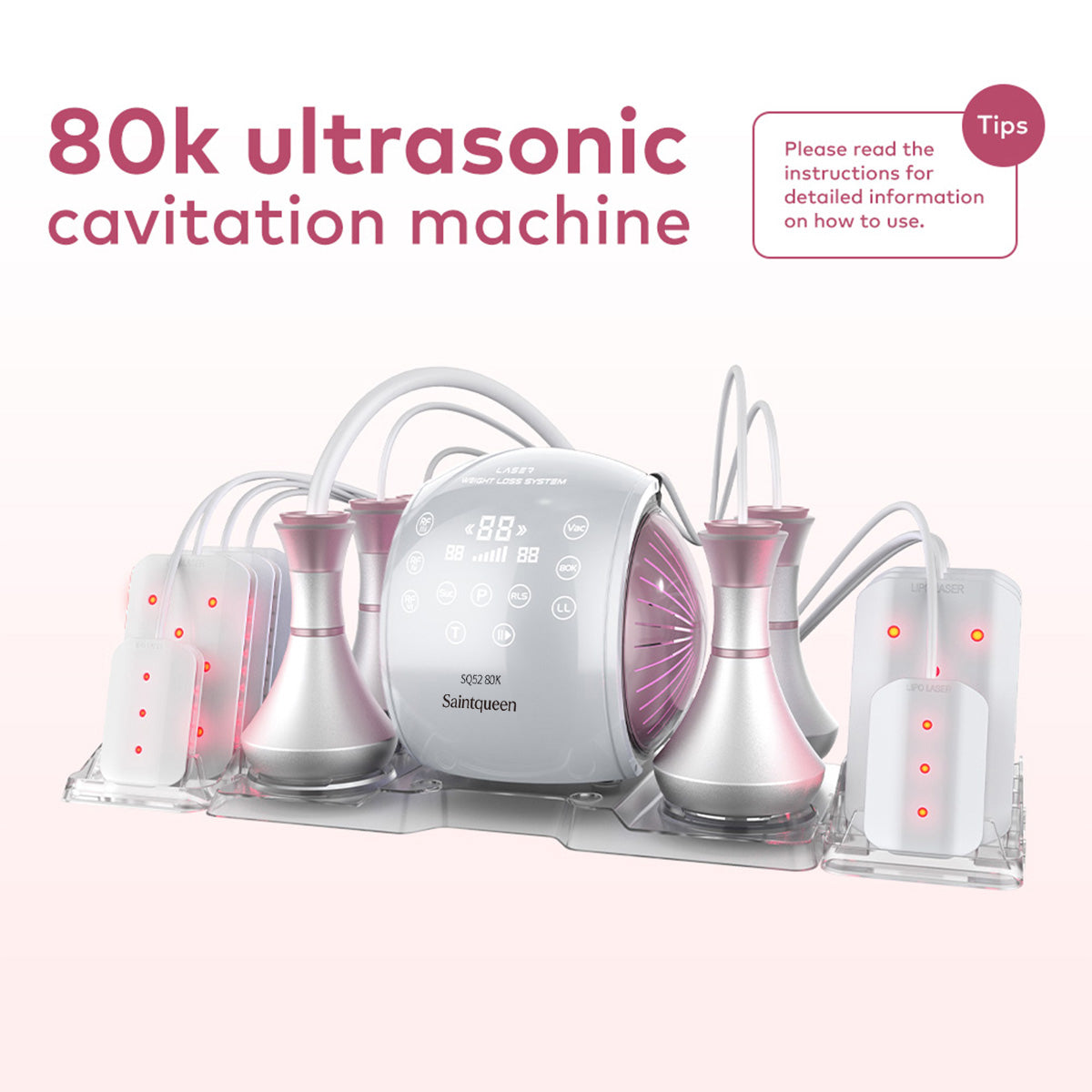 SQ52 Pro 6-in-1 80K cavitatieapparaat met laserpads