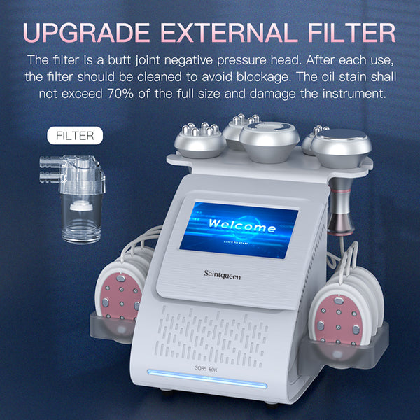 SQ85B Pro 6-in-1 cavitatie- en RF-apparaat met microstroompads