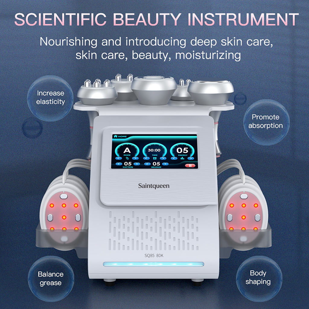 SQ85B Pro 6-in-1 cavitatie- en RF-apparaat met microstroompads