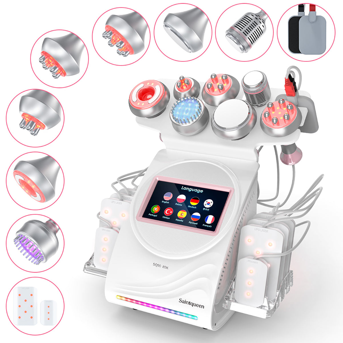 SQ90D Plus 9-in-1 cavitatieapparaat met laserpads en EMS