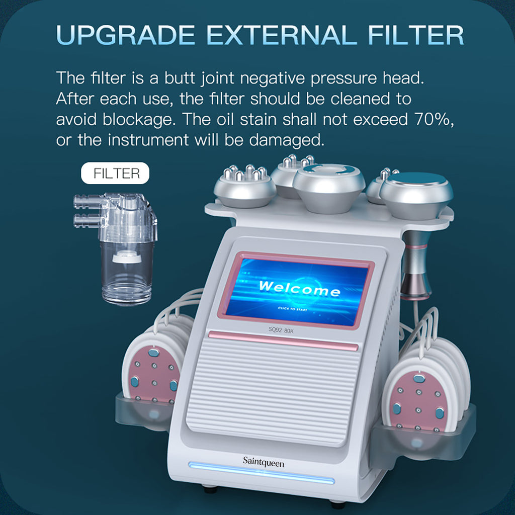 SQ92B Pro 6-in-1 cavitatie- en RF-apparaat met microstroompads