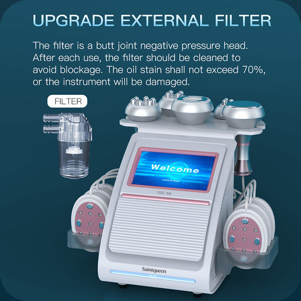 SQ92B Pro 6-in-1 cavitatie- en RF-apparaat met microstroompads