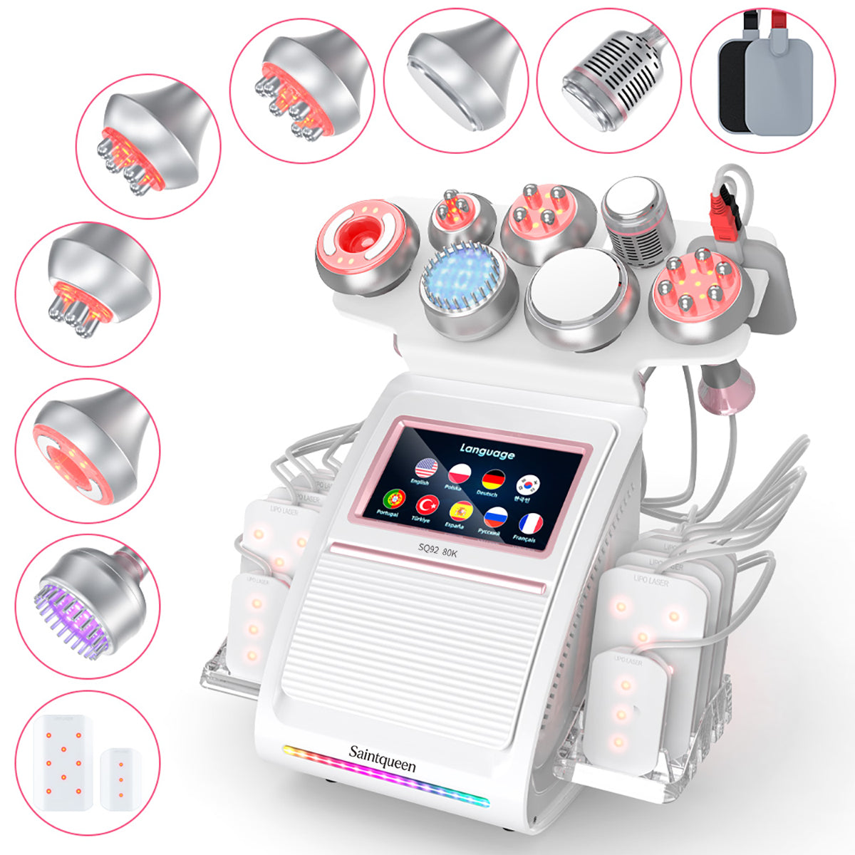 SQ92D Plus 9-in-1 cavitatieapparaat met laserpads en EMS
