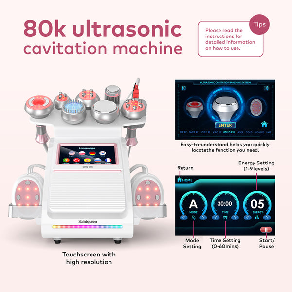 SQ92E Plus 9-in-1 cavitatieapparaat met microstroom