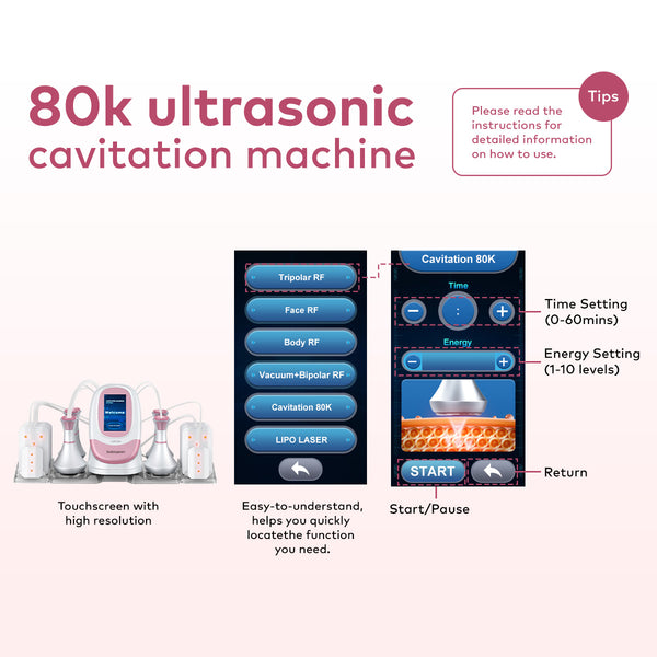 SQ95C Pro 6-in-1 80K cavitatieapparaat met laserpads