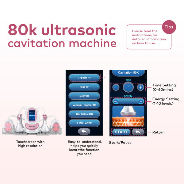 SQ95B Pro 6-in-1 80K cavitatieapparaat met EMS-pads