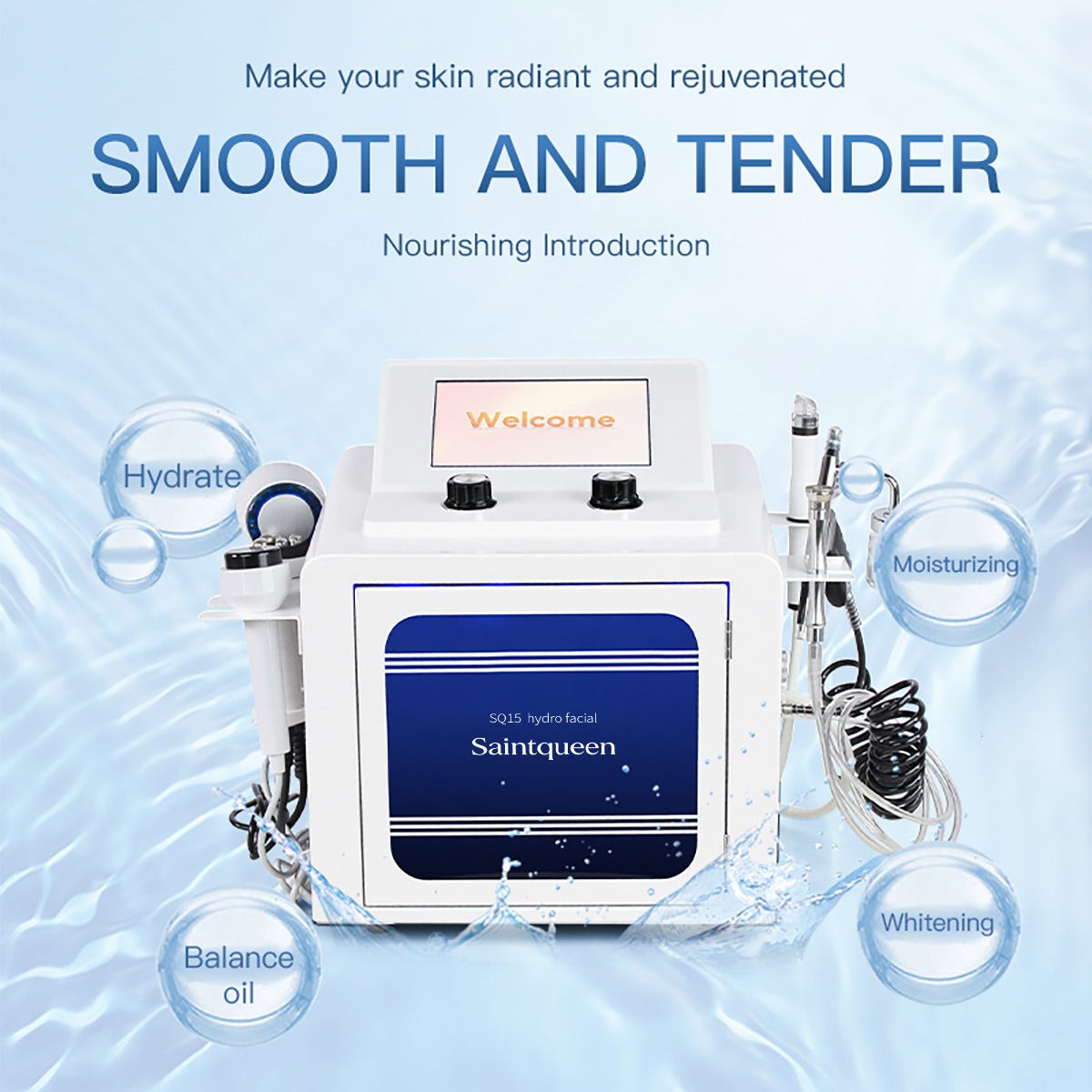 SQ15 Aqua Plus 7-in-1 hydrofacialapparaat met touchscreen