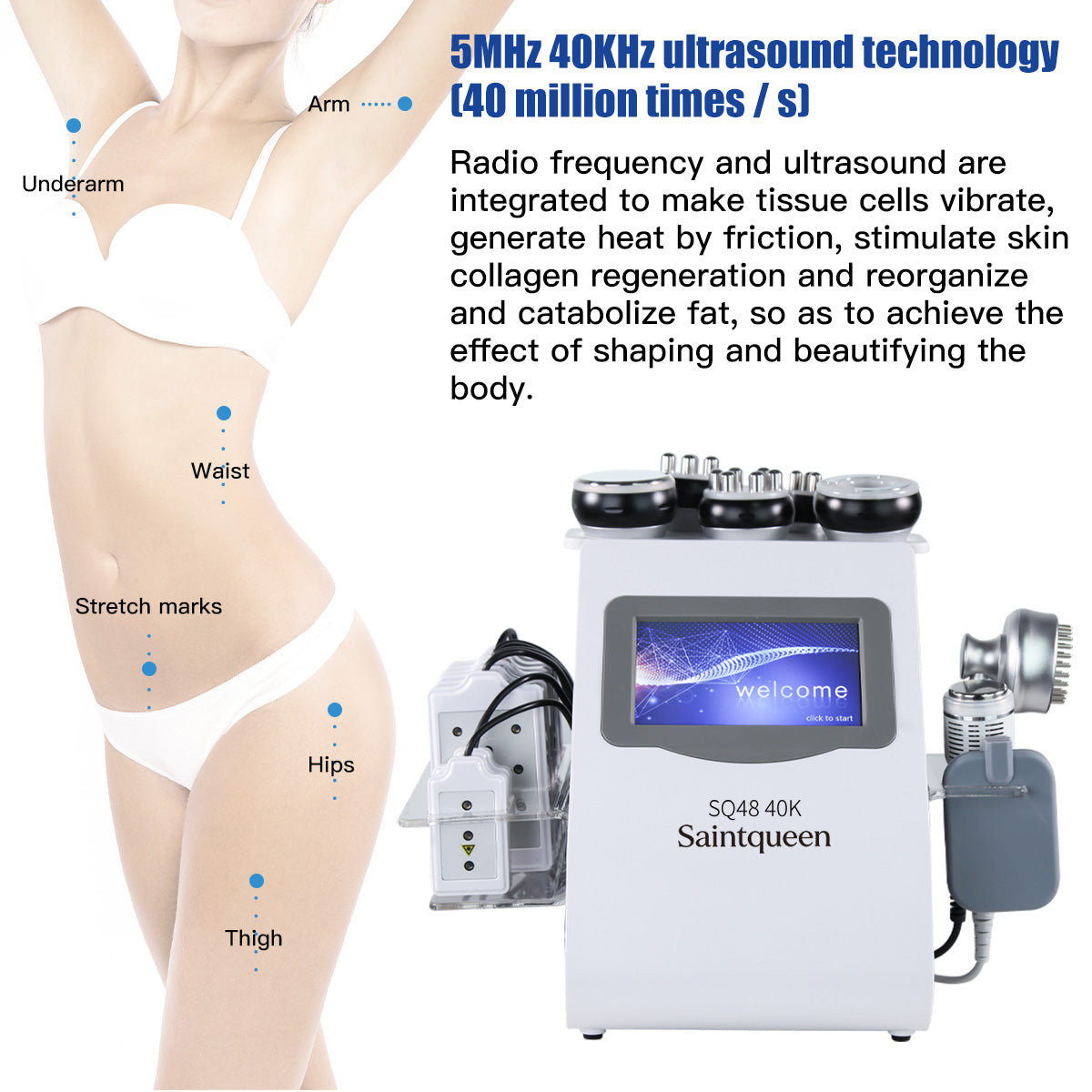 SQ48 Plus 9-in-1 40K-cavitatie- en RF-apparaat